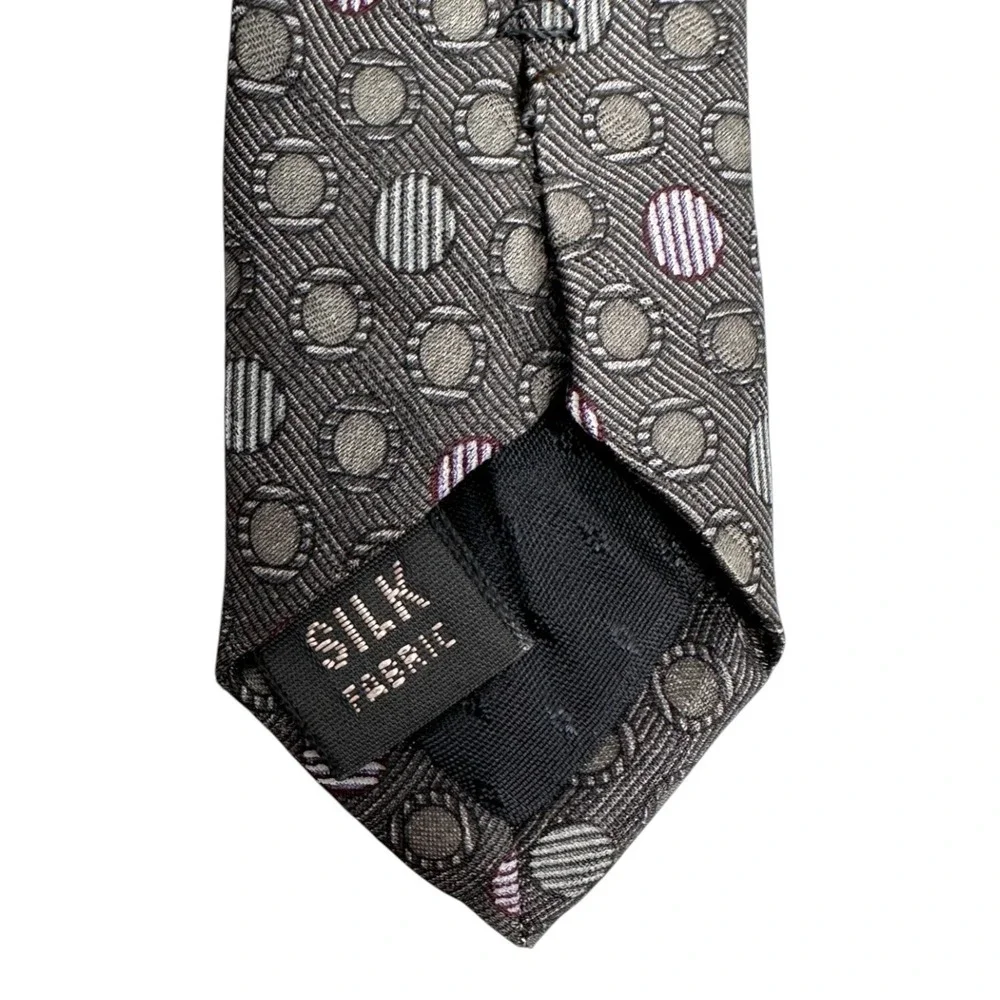 Perry Ellis Portfolio Men's Gray Geometric Silk Fabric Novelty Neck Tie
